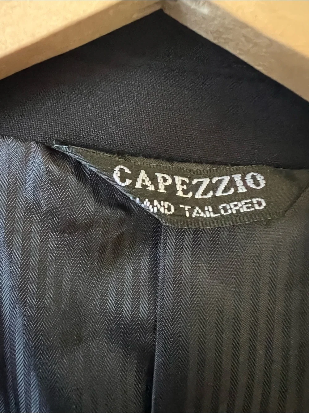 Capezzio Hand Tailored Men's Black Three-Button Merino Wool Blazer